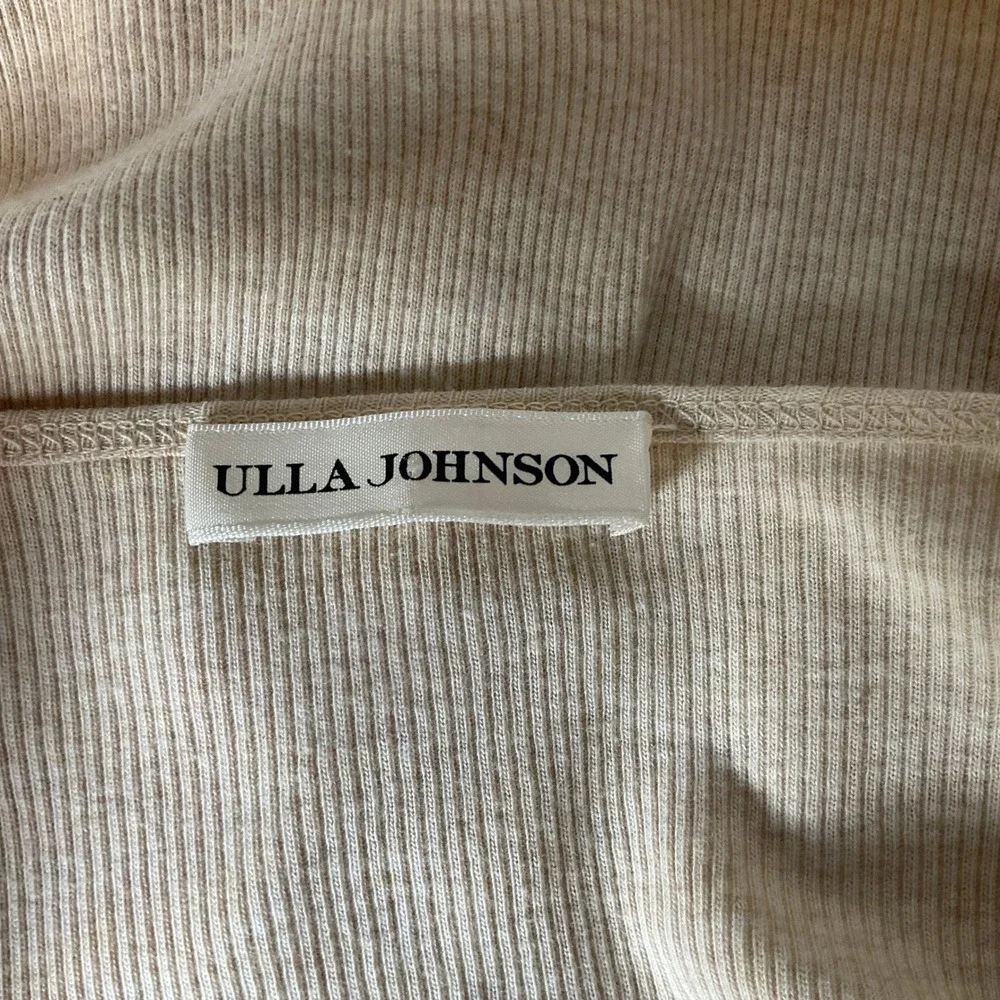 Ulla Johnson Henley‎ Top Sz S Cotton Joanne Oatmeal Poplin Puff Sleeve Boho